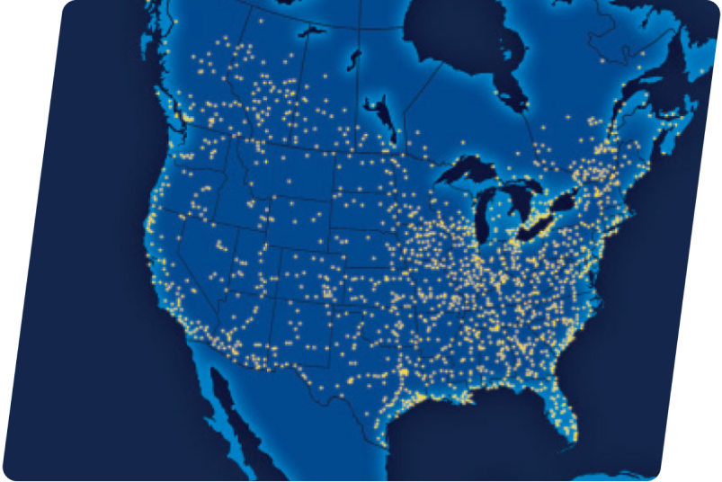 U.S. Map Highlighting Dealer Network